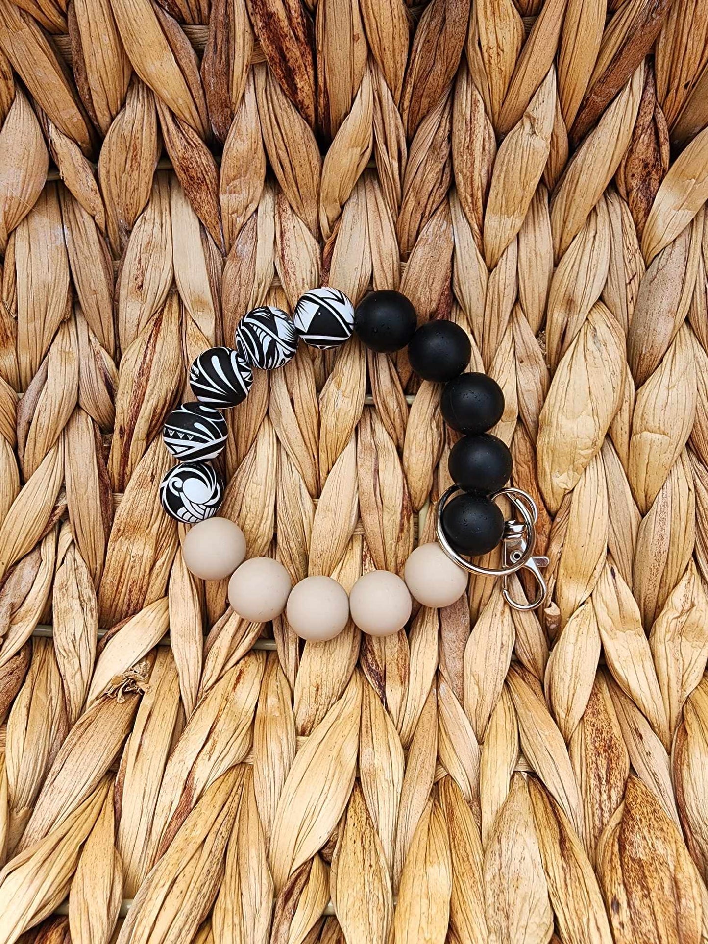 Maui & Beige Silicone Bead Wristlet