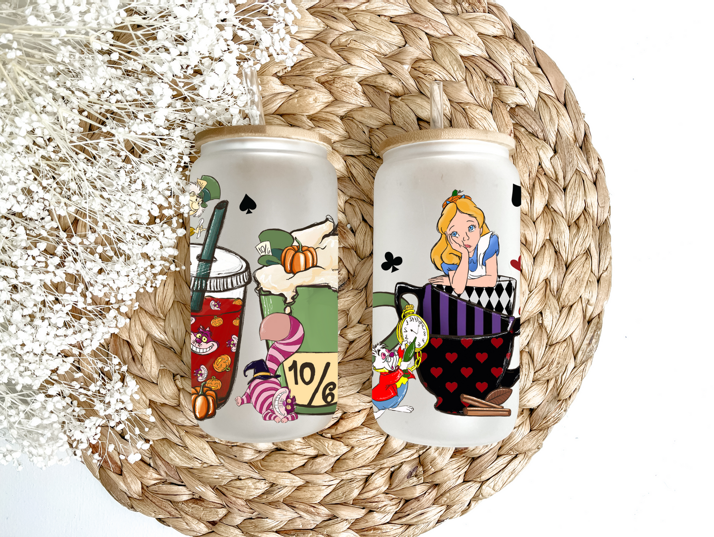 "Alice Card Games" Glass Can Tumbler