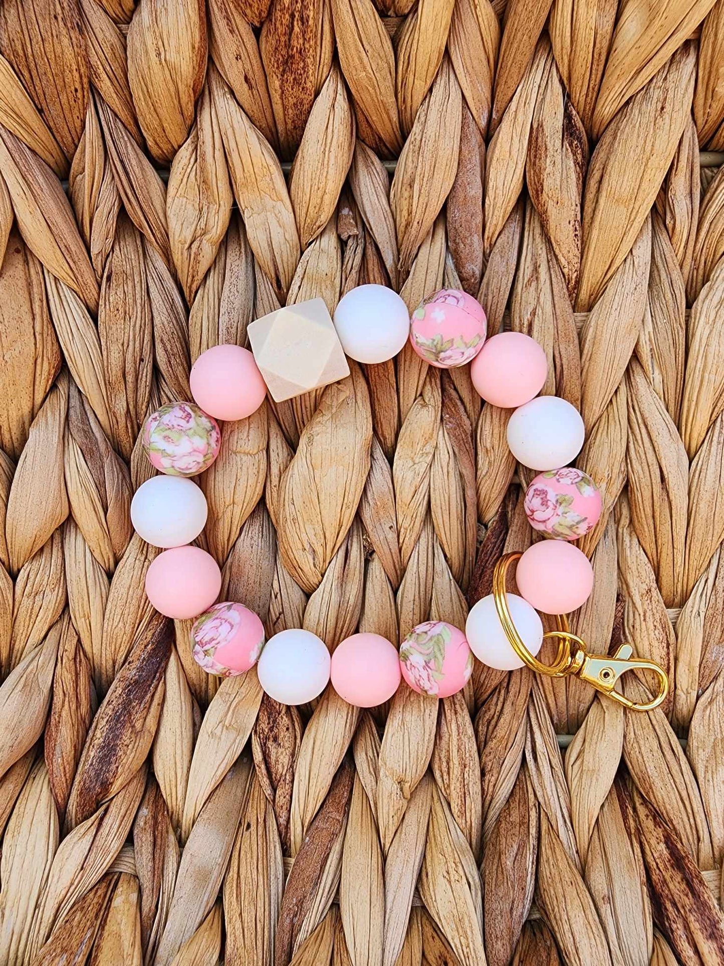 Pure Pink Rose Silicone Bead Wristlet