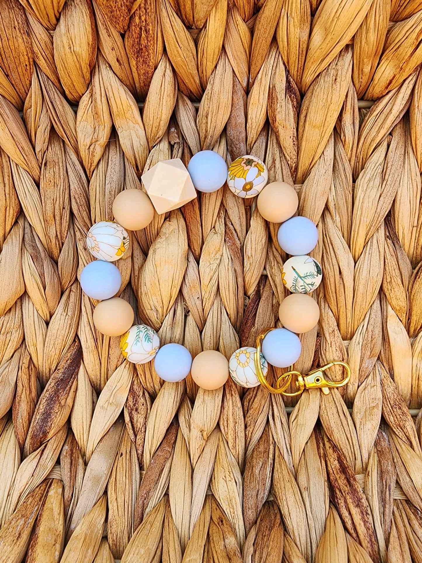 Boho Beige Silicone Bead Wristlet