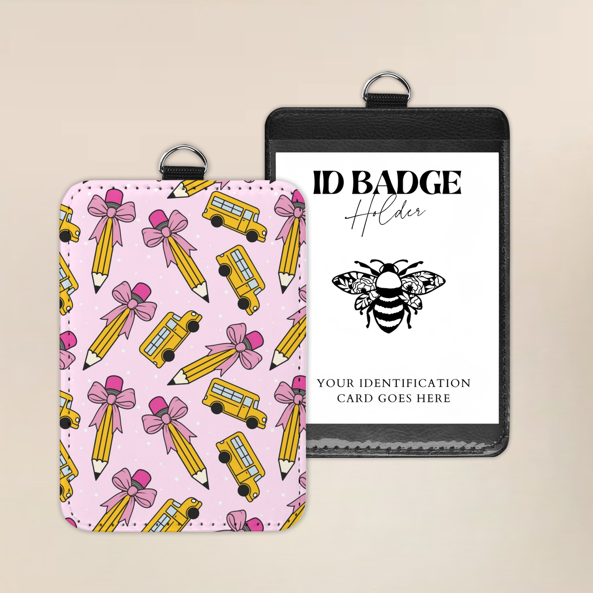 Pink Preppy Pencil Badge Holder