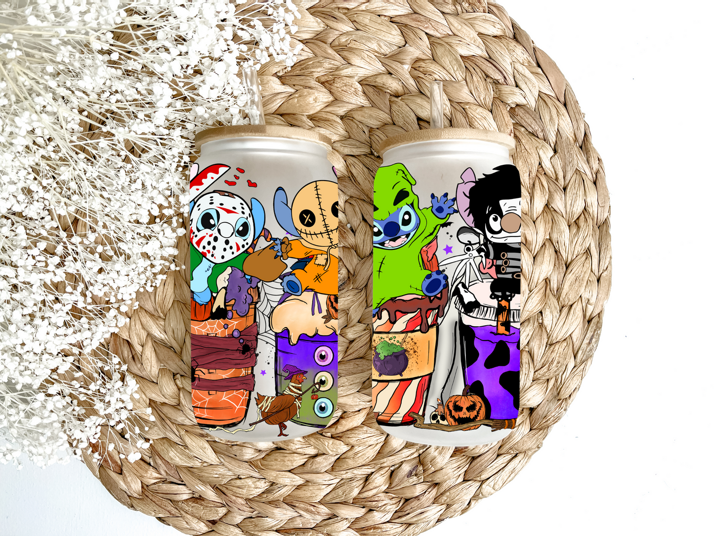 "The Spooky Side of Stitch" Glass Can Tumbler