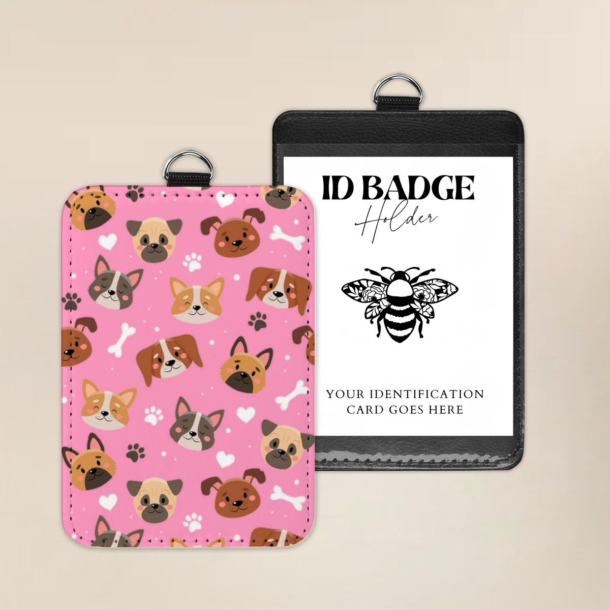 Pink Puppy Love Badge Holder
