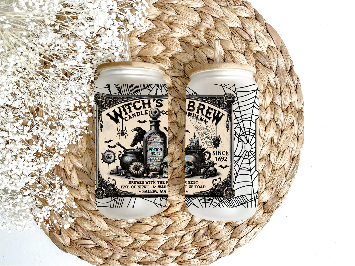 Vintage Witch's Brew Glass Can Tumbler