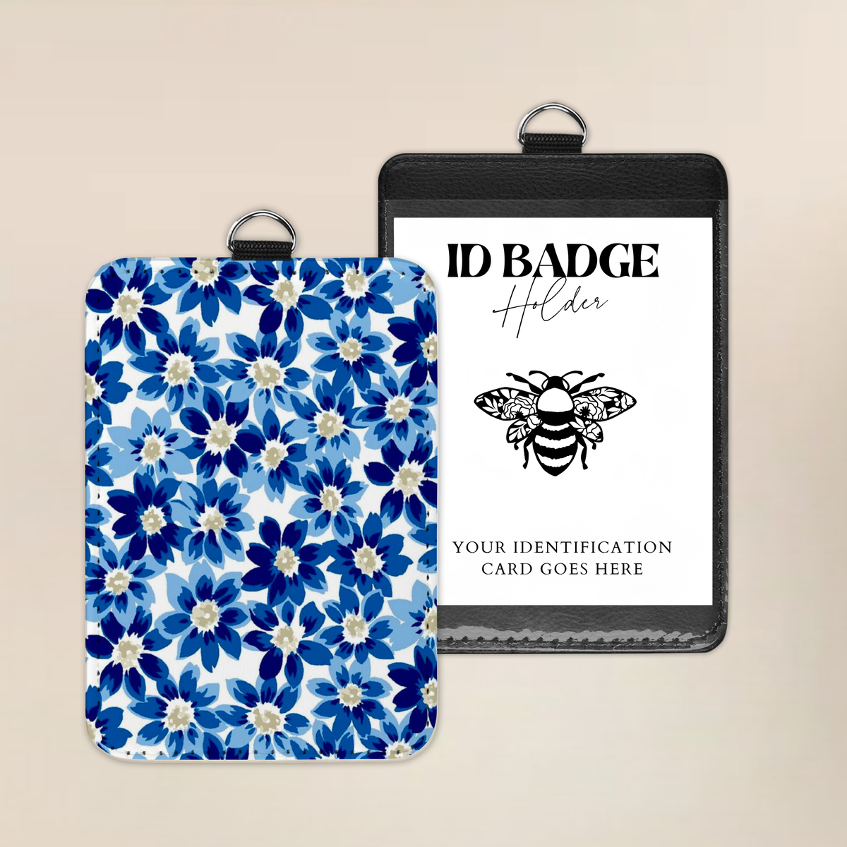 Forever Blue Blooms Badge Holder