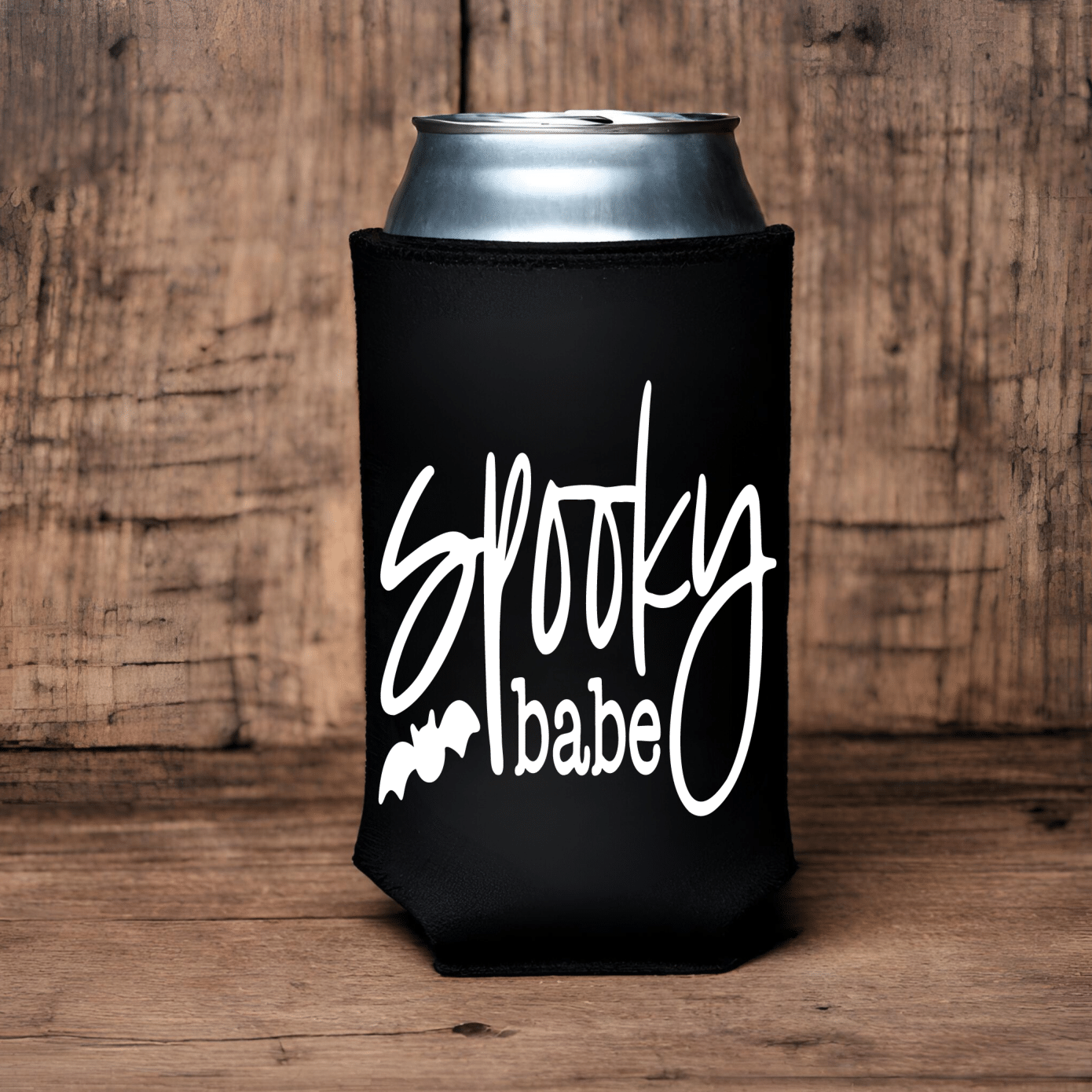 "Spooky Babe (Bat)" Can Koozie