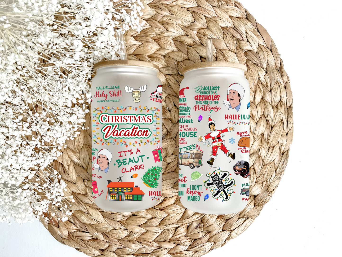 "A Christmas Vacation" Glass Can Tumbler