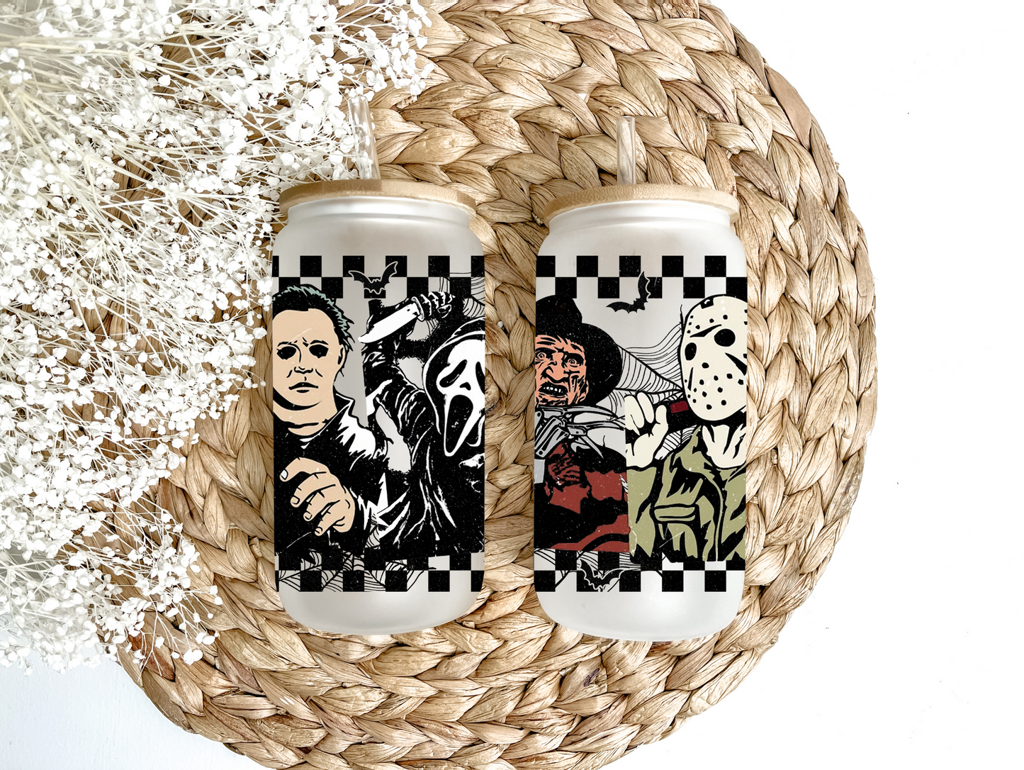 "Retro Men Of Halloween Night" Glass Can Tumbler