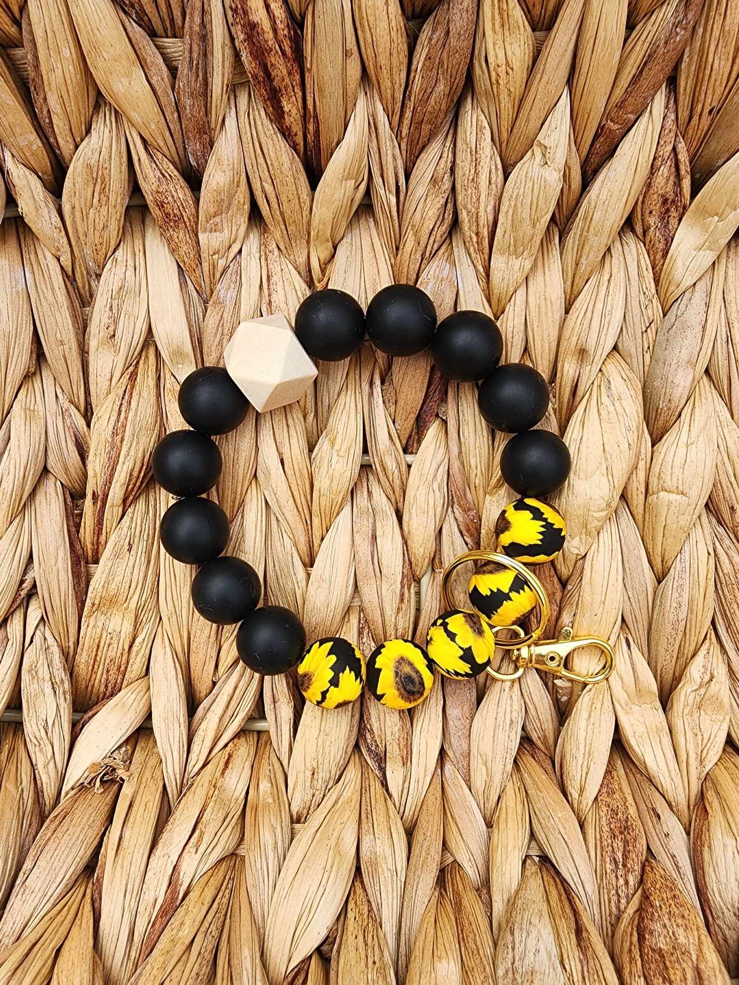 Sunflower Sunshine Silicone Bead Wristlet