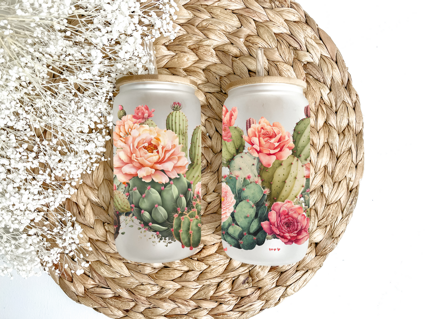 Cacti & Wild Flowers Glass Can Tumbler