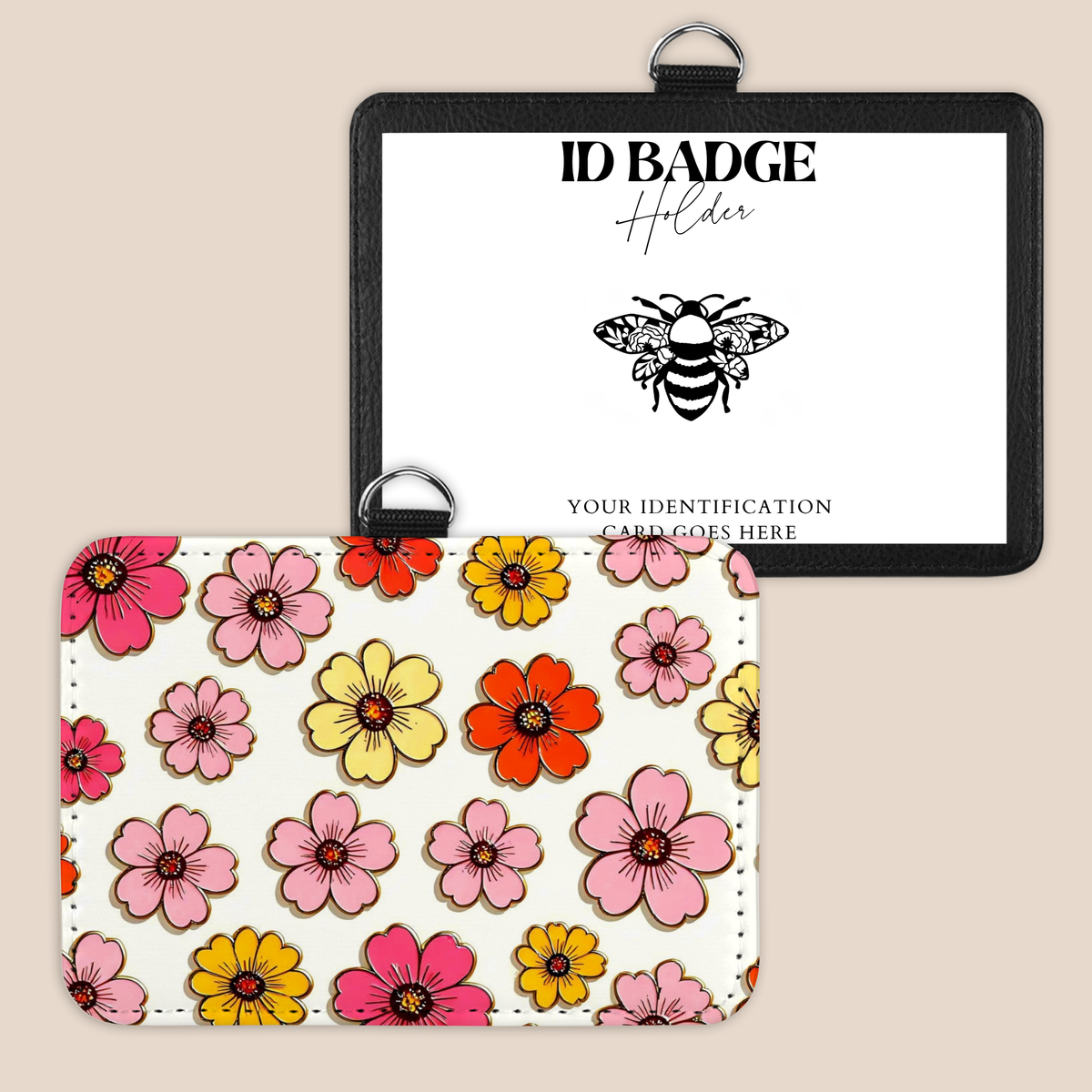 Retro Flower Power Badge Holder