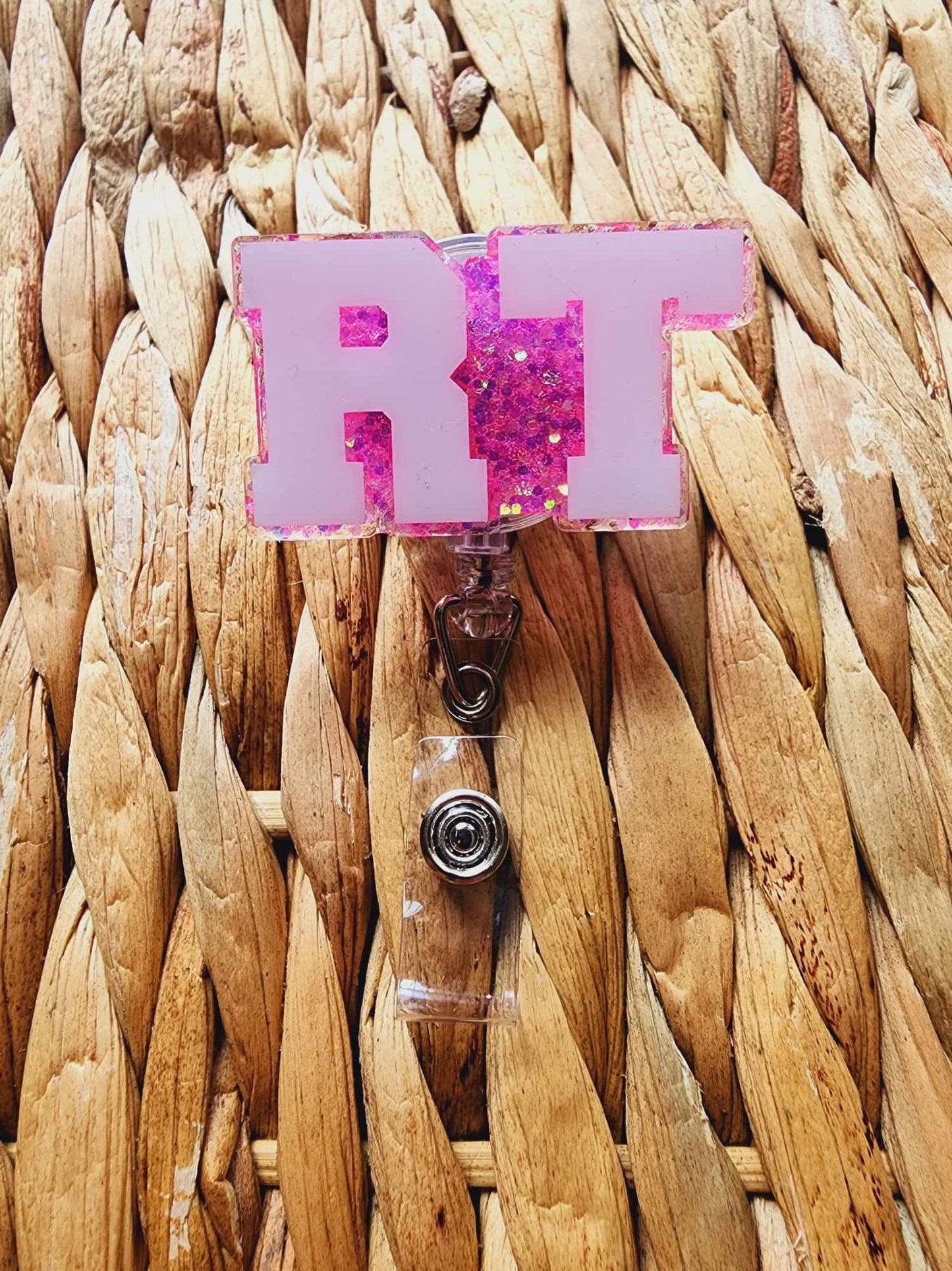 RT Recreational Therapist (Neon Pink) Badge Reel