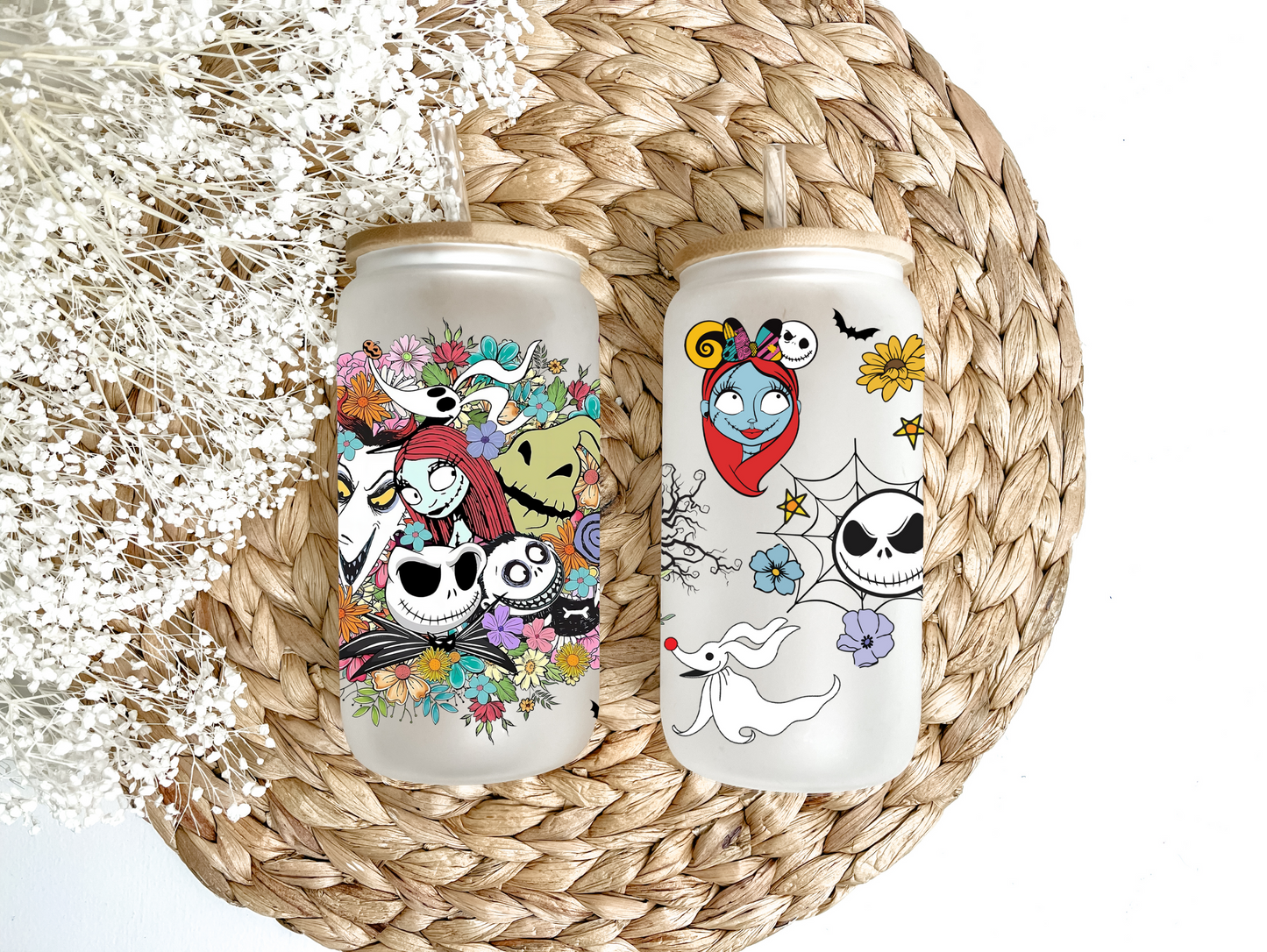 Jack's Flower Nightmare Glass Can Tumbler