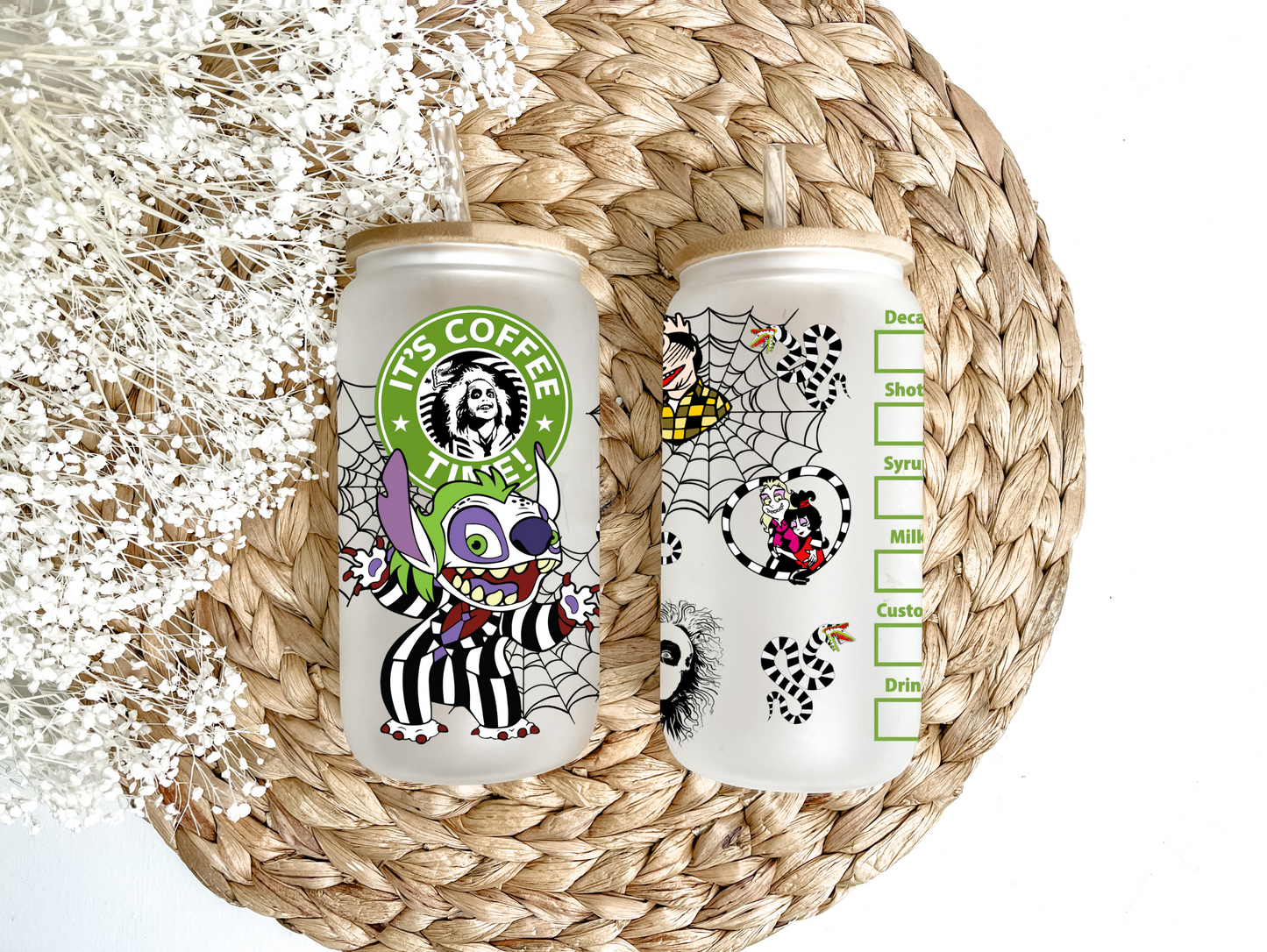 Stripped Stitch After Life Glass Can Tumbler