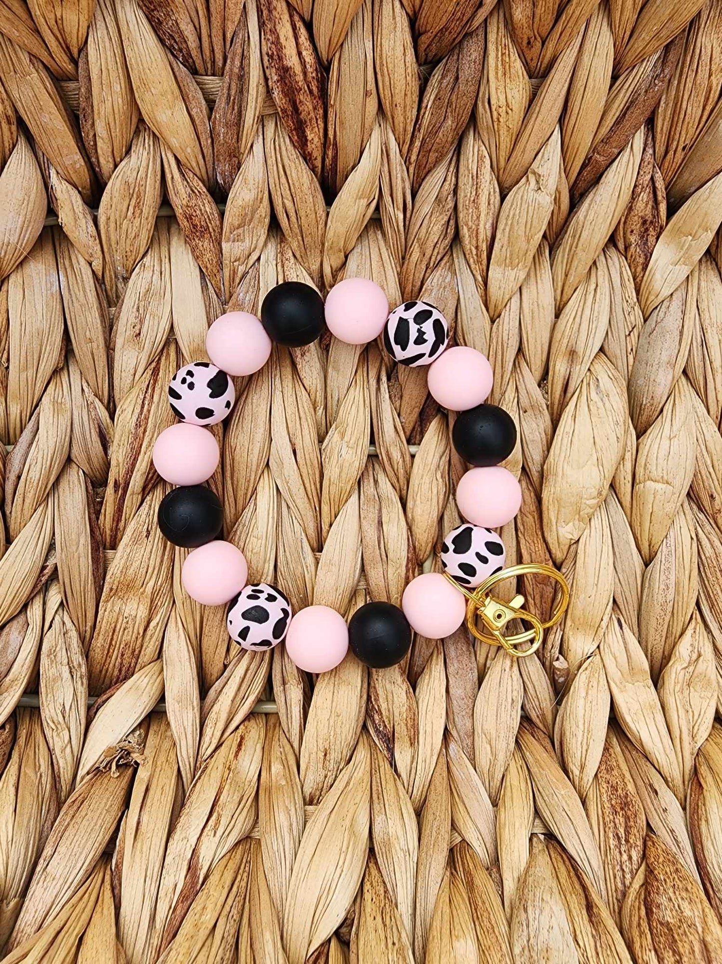 Strawberry Milkshake Silicone Bead Wristlet