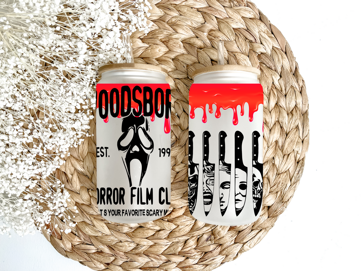 "Classic Horror Film Club" Glass Can Tumbler