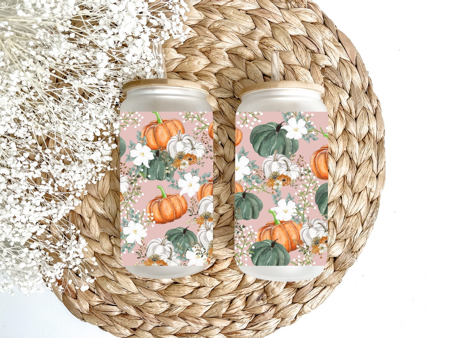 Fall Time Pumpkins Glass Can Tumbler