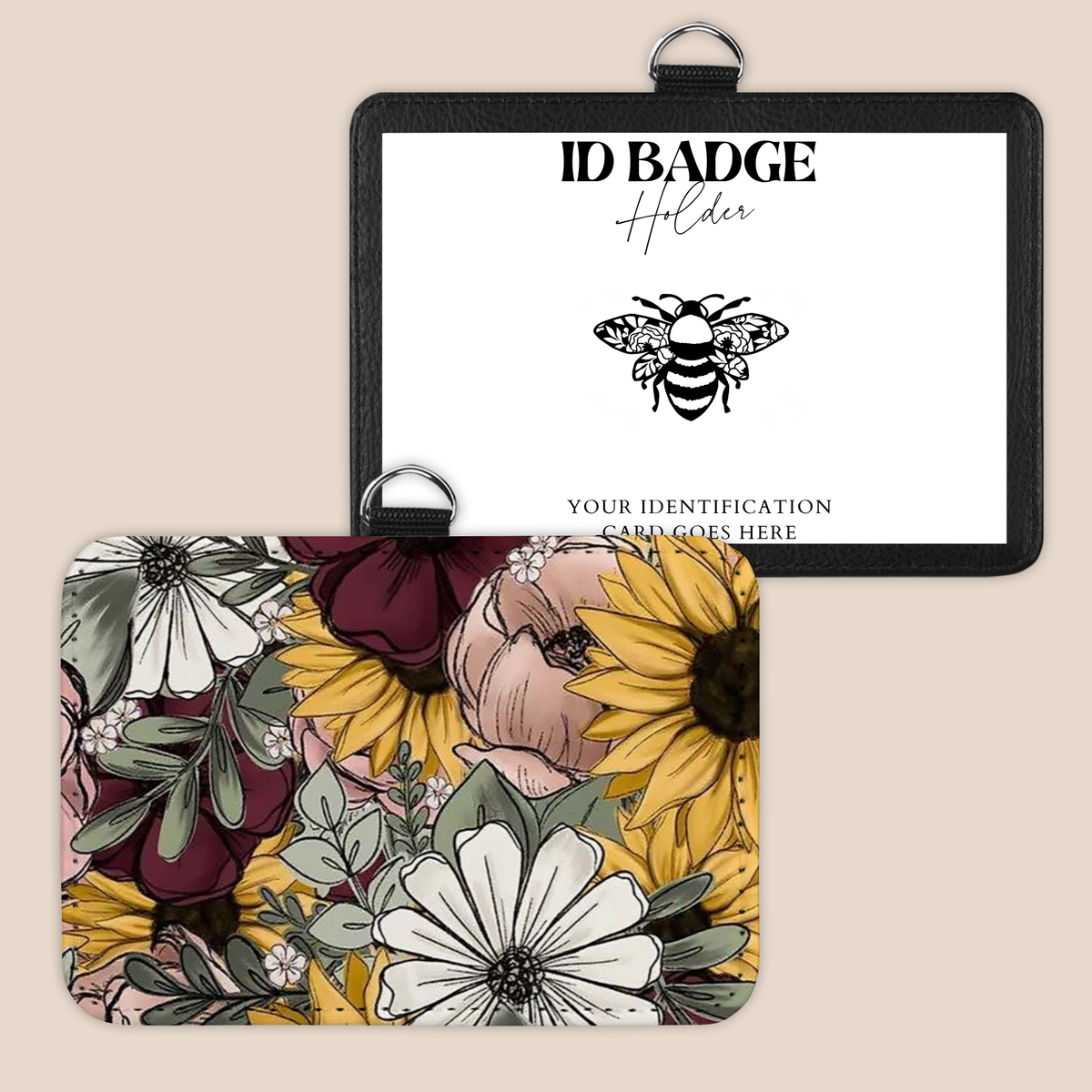 Midnight Flowerfields Badge Holder