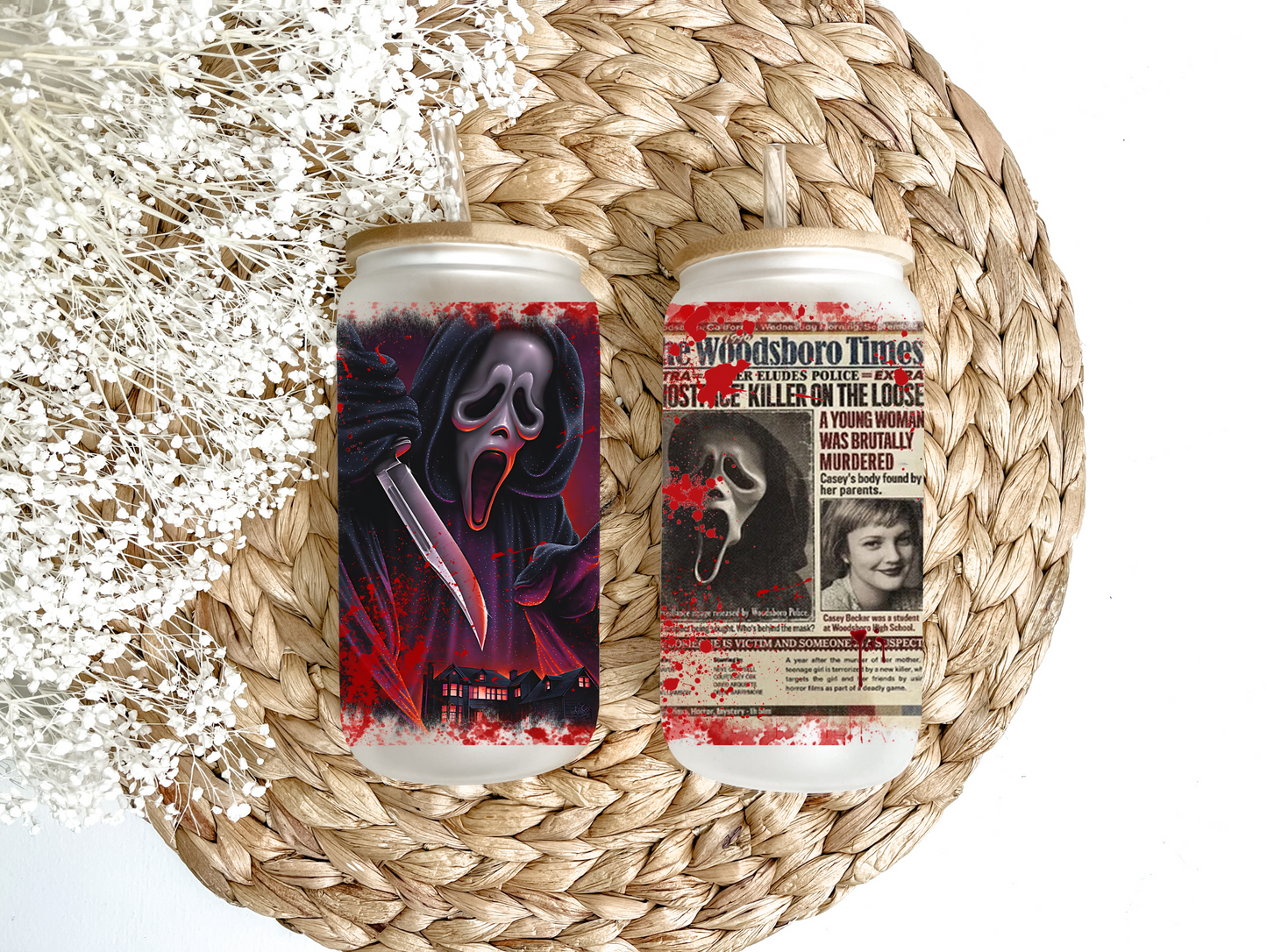 The Woodsboro Times Glass Can Tumbler