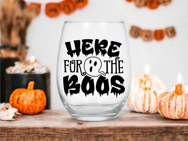 "Here For The Boos" Stemless Wine Glass