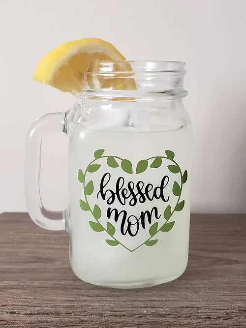 Blessed Mom Mason Jar Glass