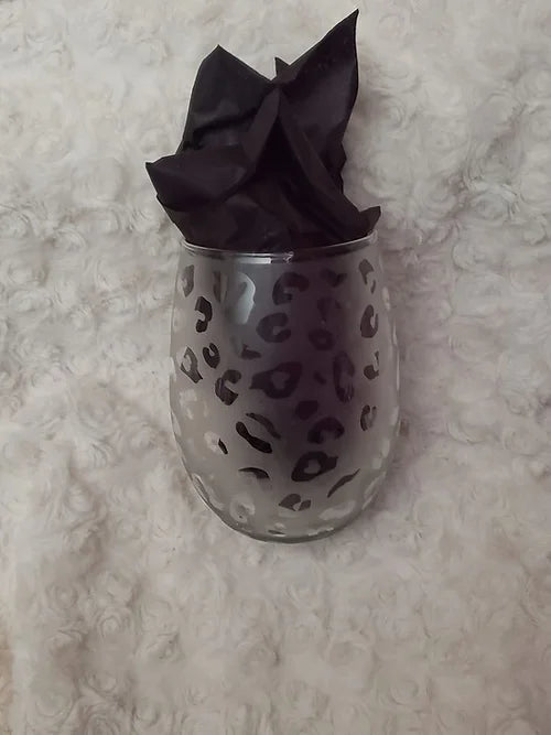 Etched Animal Print Wine Glass