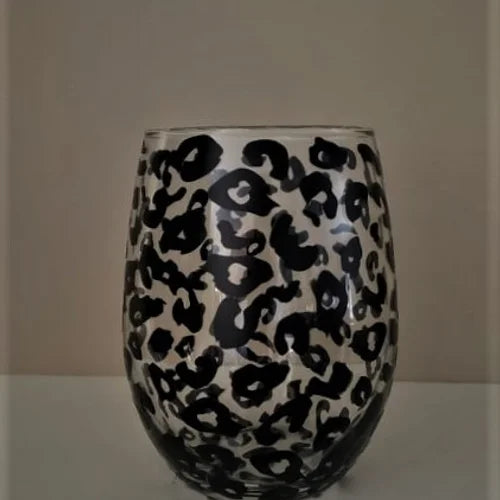 Animal Print Wine Glass (Black)