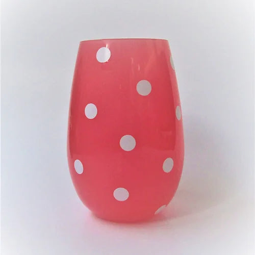 Pink & White Polka Dot Glass Blissful Bee Creations