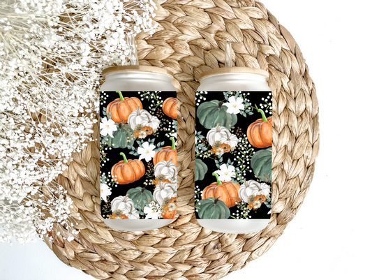 "Vintage Pumpkin Patch" Glass Can Tumbler