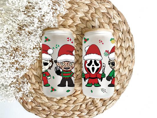 "Evil, Jolly Dudes" Glass Can Tumbler