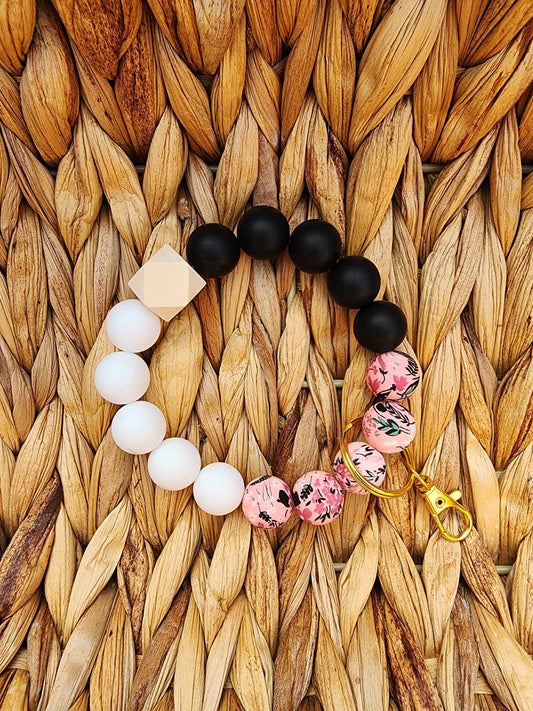 Cherry Blossom Silicone Bead Wristlet