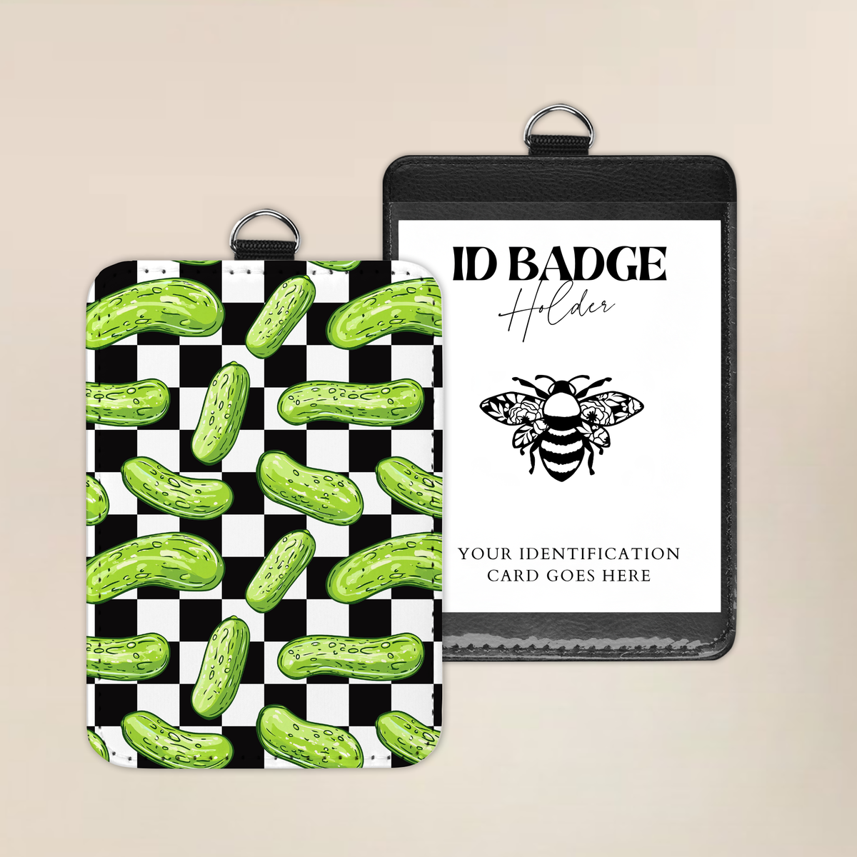 Pickle Me Checkered Badge Holder