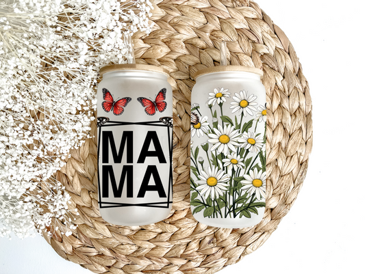 Field of Daisies Mama Glass Can Tumbler