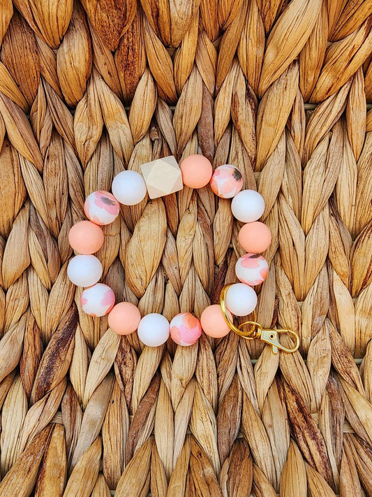 Peach Petals Silicone Bead Wristlet