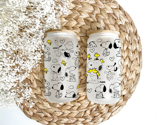 "Just A Bird & His Dog" Glass Can Tumbler