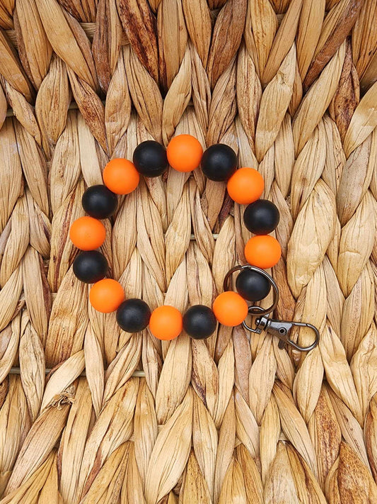 Orange & Black Silicone Bead Wristlet