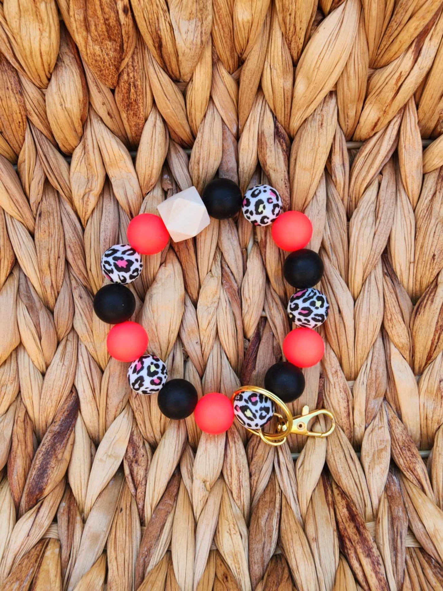 Summer Leopard Silicone Bead Wristlet