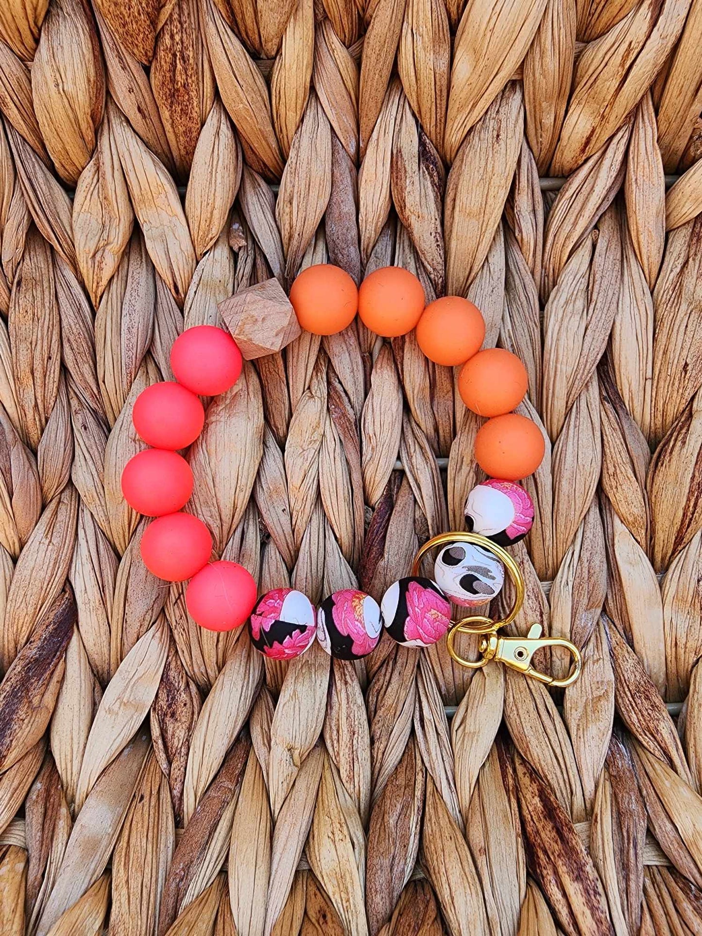 Sunburst Skull Silicone Bead Wristlet