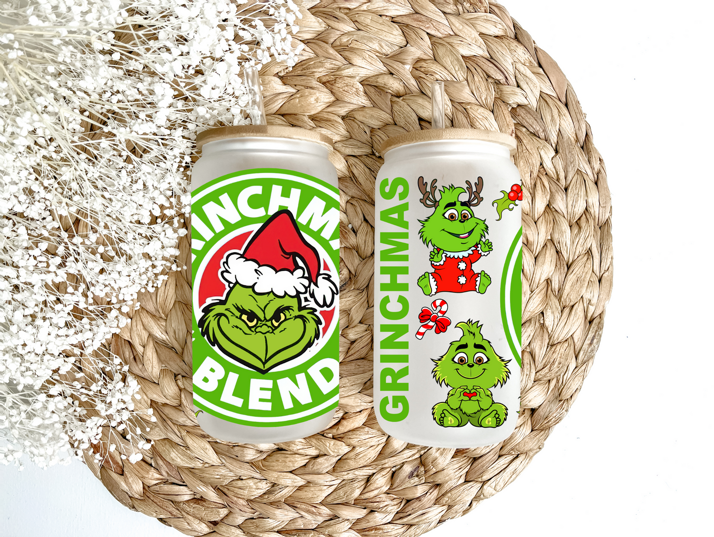 "Grinchmas Blend" Glass Can Tumbler