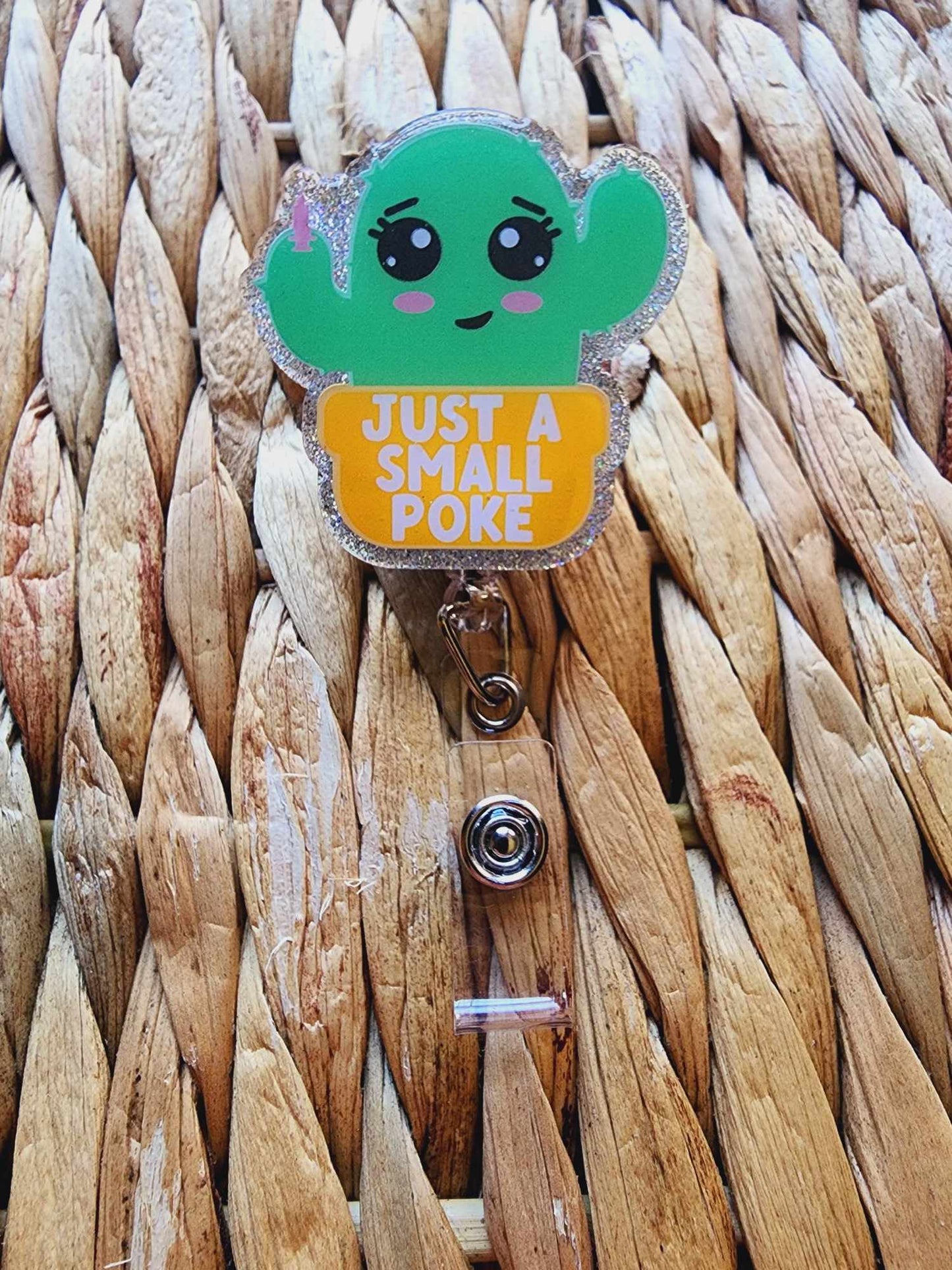 Just A Small Poke Cactus Badge Reel