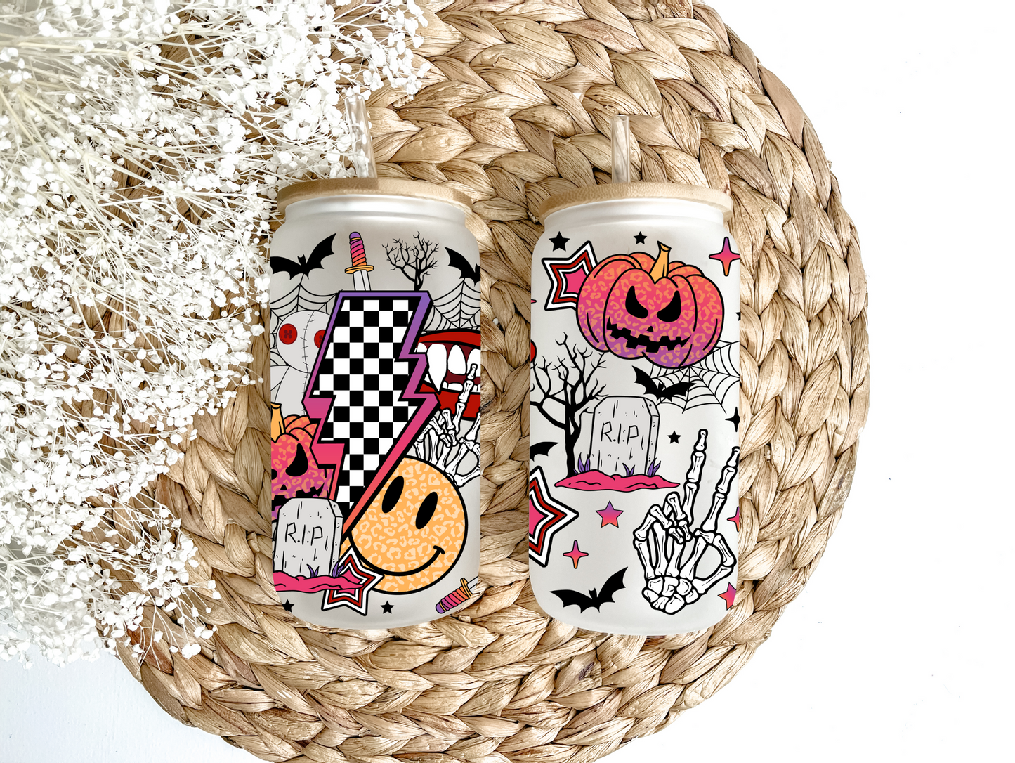 "Retro Halloween Mix" Glass Can Tumbler