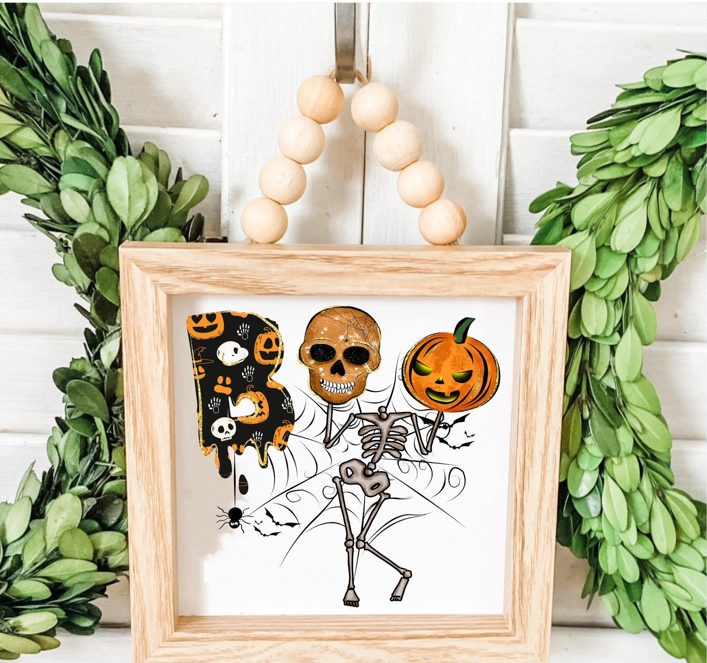 Boo Skeleton, Spider Web & Pumpkin