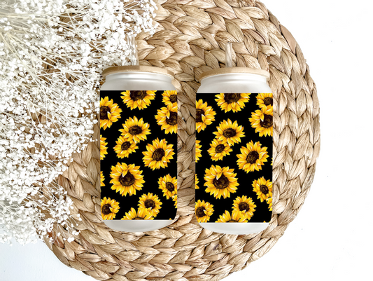 "Sunflower Wishes" Glass Can Tumbler