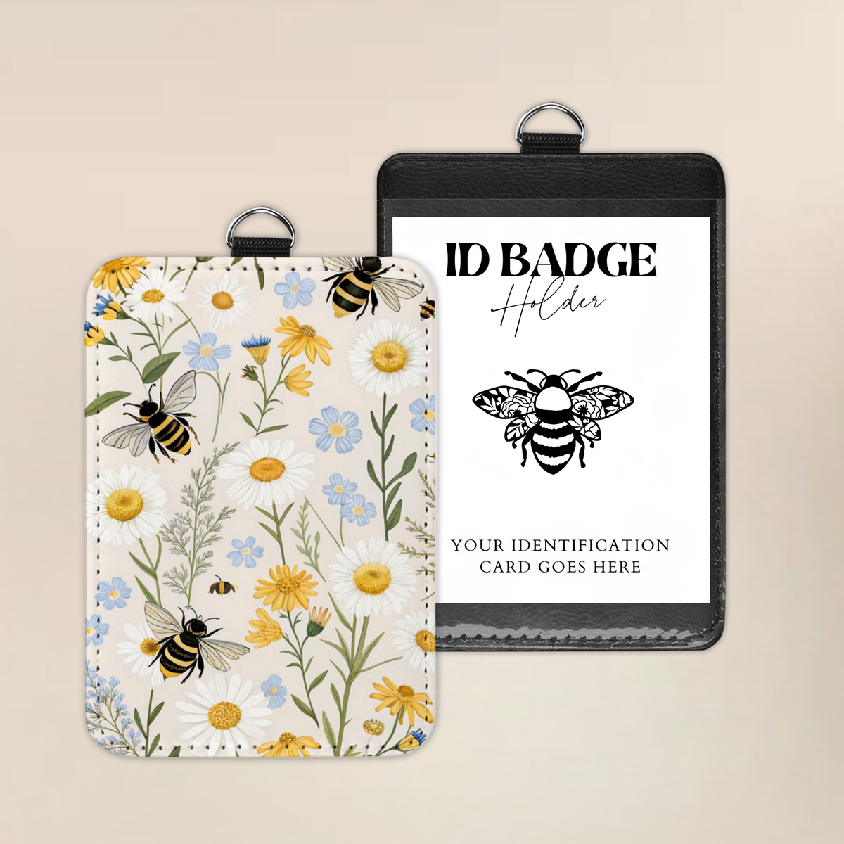 Honey Bee Blooms Badge Holder