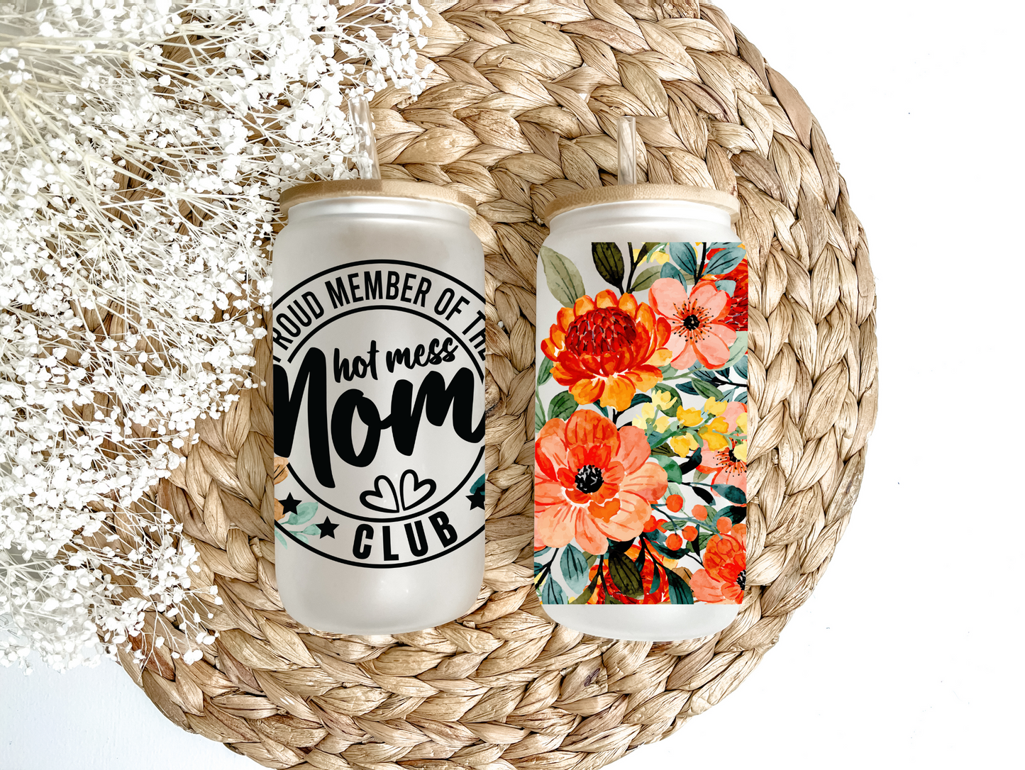 Proud Hot Mess Mom Glass Can Tumbler