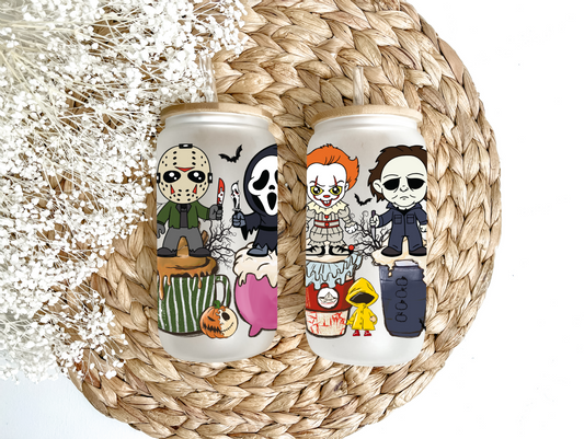 "Retro Cartoon Characters" Glass Can Tumbler