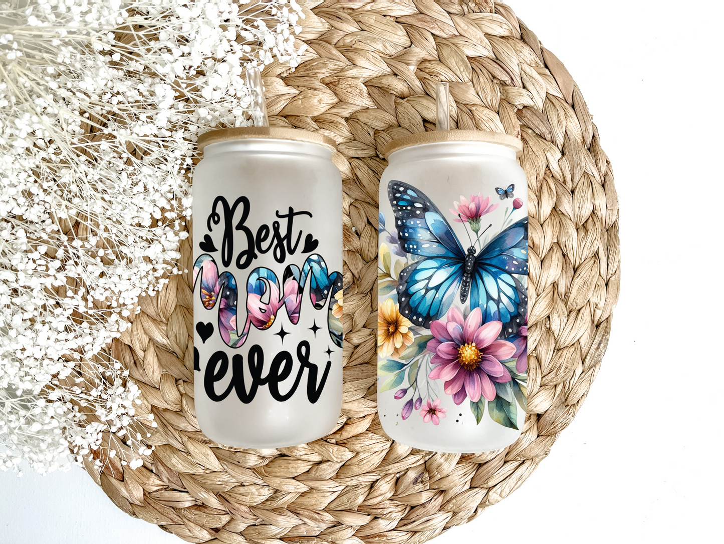 Best Mom Ever Butterfly Glass Can Tumbler