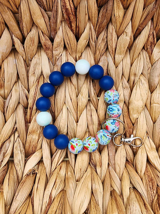 Blue Skies & Blue Garden Silicone Bead Wristlet