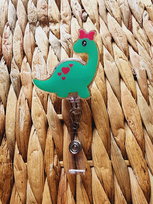 Baby Girl Dinosaur Badge Reel