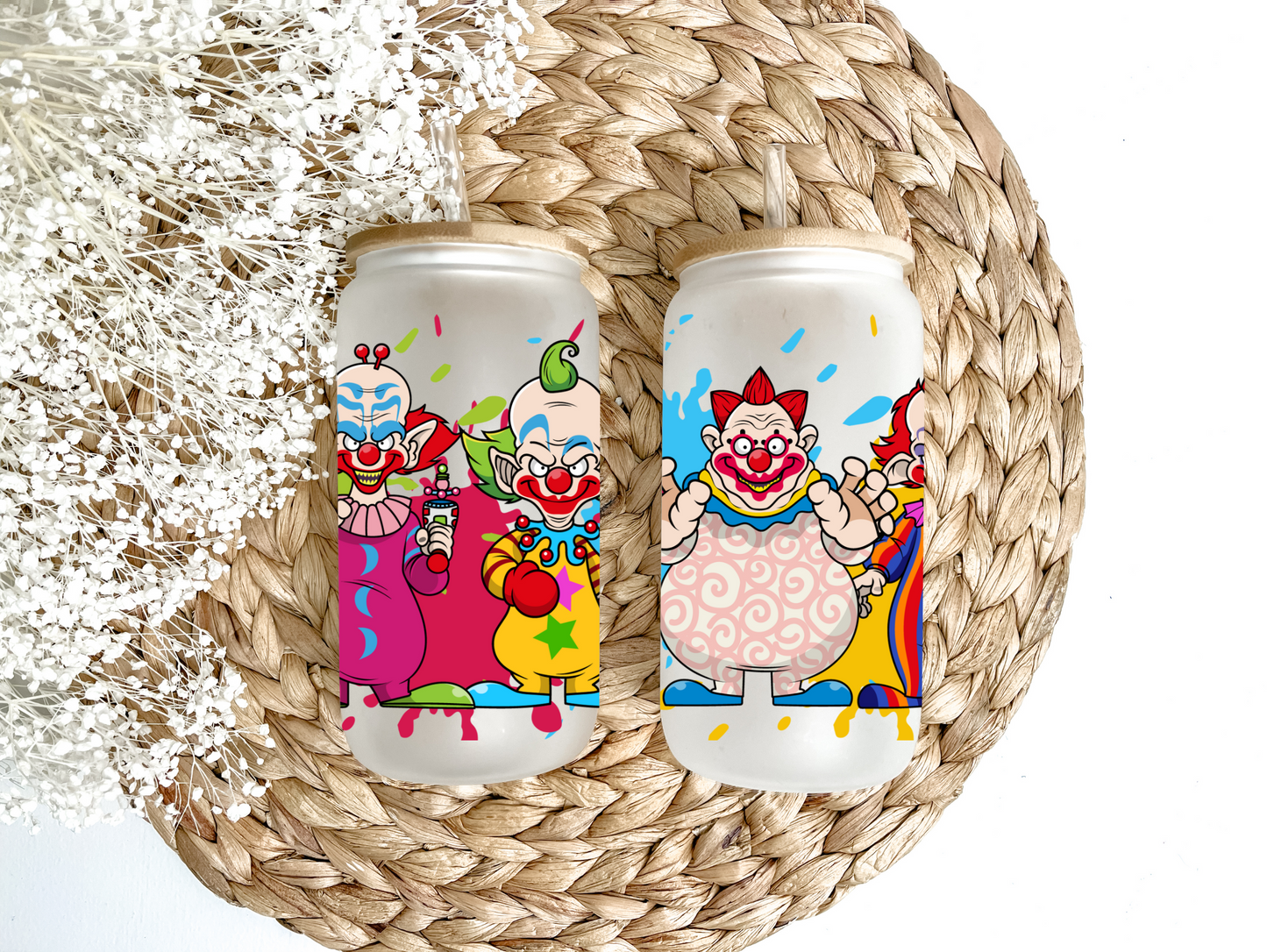 Evil Space Klowns Glass Can Tumbler